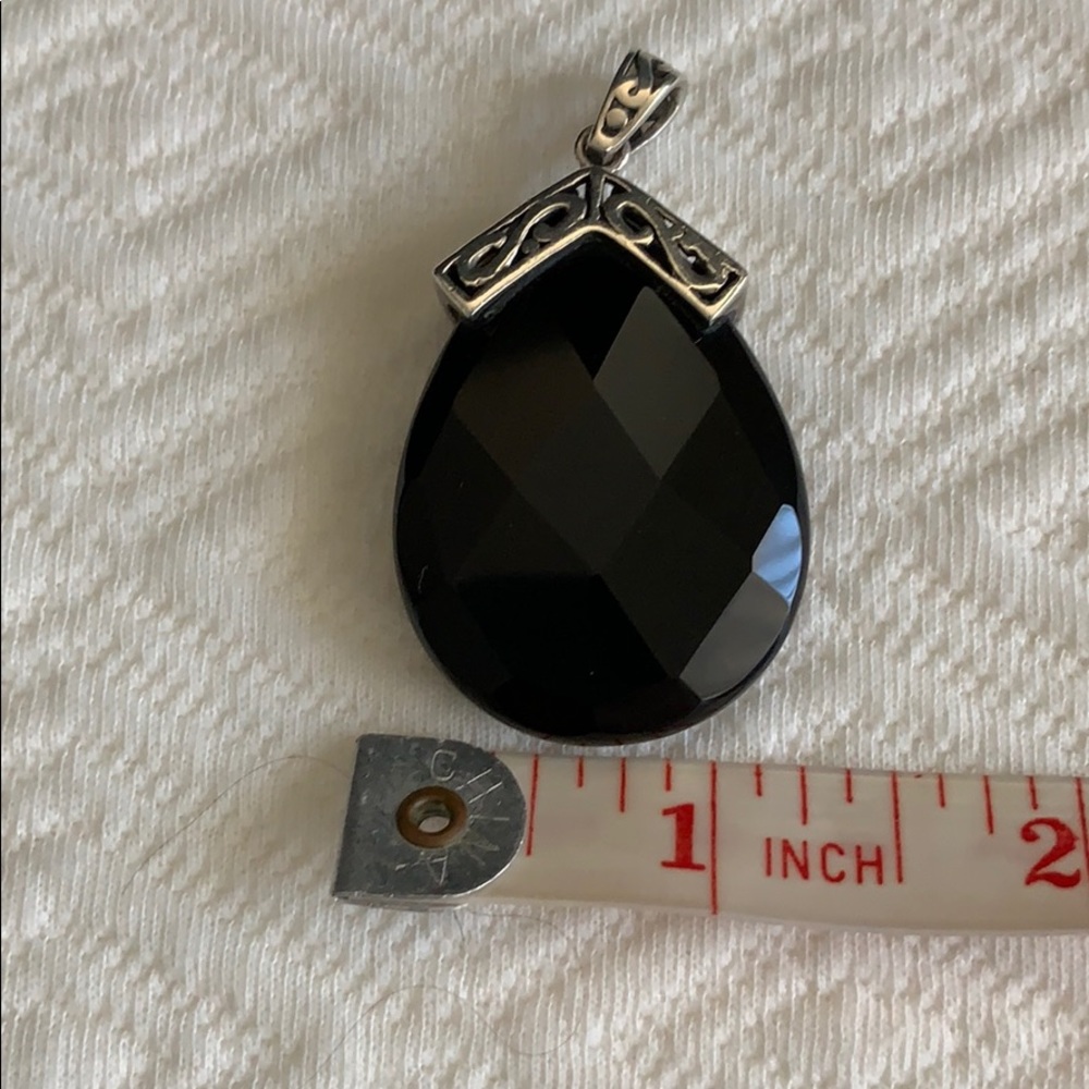 Tear Drop Onyx Silver Pendant - Picture 4 of 7